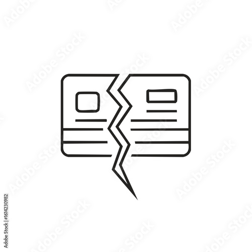 Broken credit card icon symbolizing financial problems debt or cancelled transaction