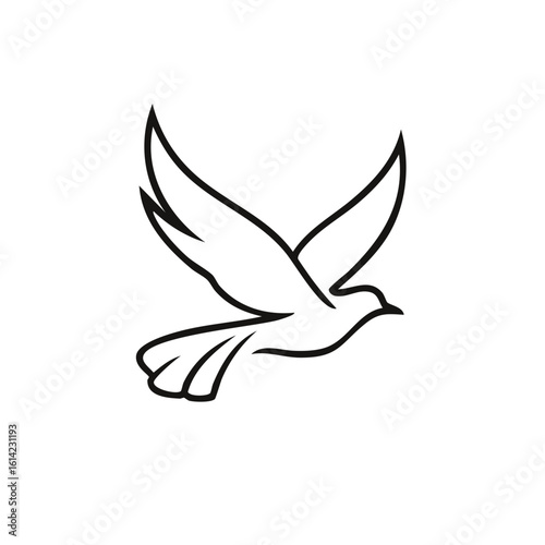 Graceful Flying Dove Line Art Symbol for Peace, Freedom, and Hope