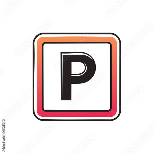 Free Download Parking symbol in a square with a gradient of red and orange in its frame. - GFXLoad