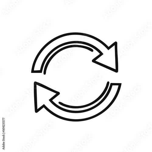 Circular Process Double Arrows Symbolize Direction Reversal Rotation Refresh Outline Icon