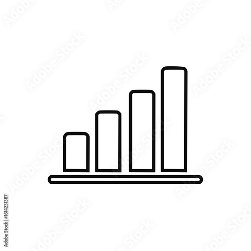 Line art business graph showing growth, black and white, financial concept