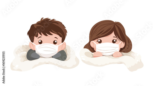 Children in masks for virus prevention