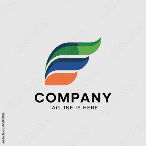 This vibrant logo features dynamic wave-like shapes in multiple colors, conveying modernity and creativity, perfect for branding purposes and visual identity.