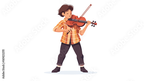Talented young musician playing instrument