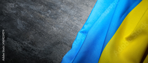 Flag of Ukraine on dark bac...