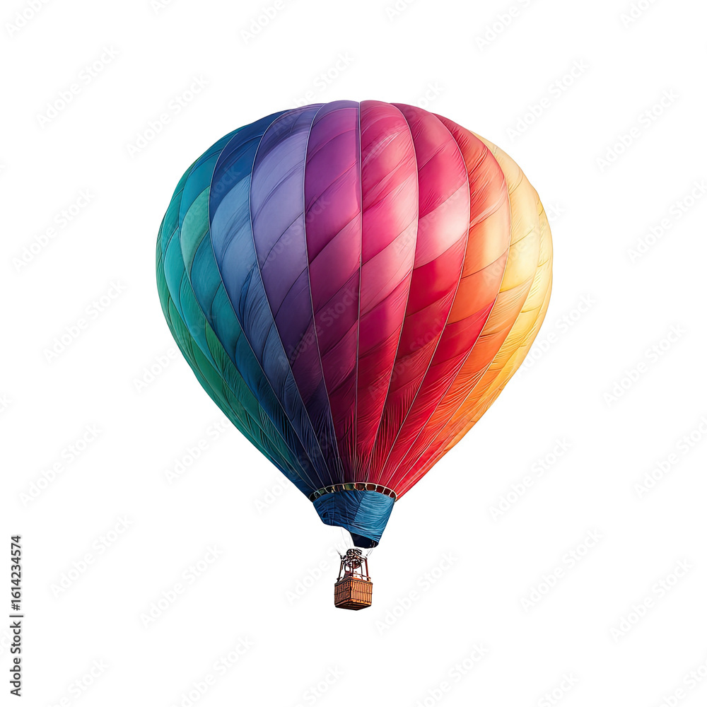 Fototapeta premium Colorful hot air balloon against a black background. Vibrant design