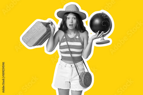 Young Asian woman with glob...