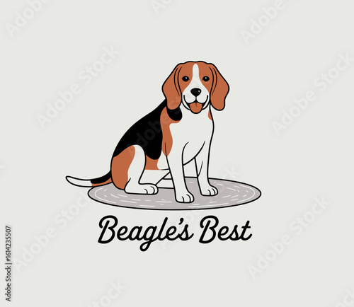 A cheerful illustration of a beagle dog with a playful expression, ideal for pet brands or dog-related products looking to attract animal lovers and engage customers.