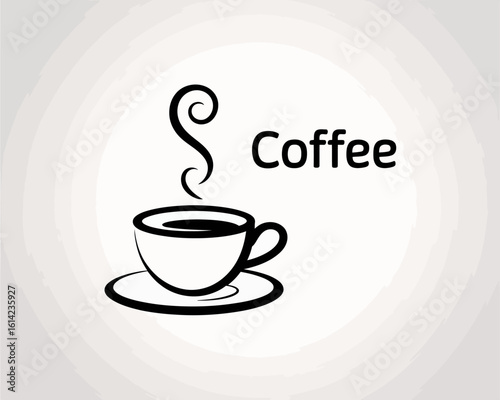 A minimalist illustration of a steaming coffee cup on a plate, capturing the essence of comfort and warmth that a simple cup of coffee can provide.