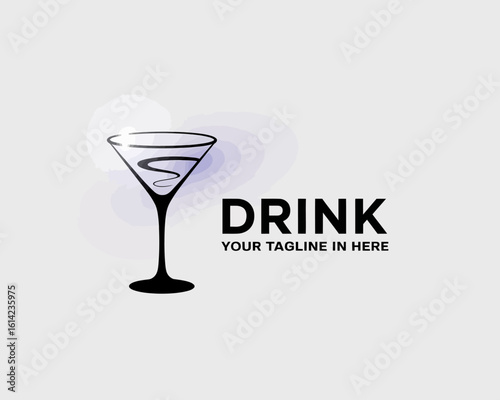 This stylish drink logo represents refreshment and nightlife, ideal for bars, lounges, or drink brands. A chic design that captures the essence of social gatherings and fun.