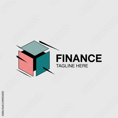 A contemporary finance logo incorporating a geometric cube design, representing innovation and stability in financial services, tailored for modern brands.