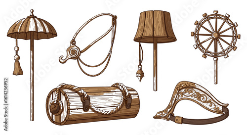 Whimsical Wooden Objects: A Decorative Display of Artisan Craftsmanship
