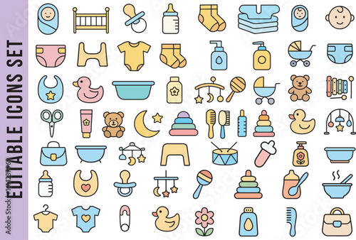 Editable Color Icon Set for Science, Laboratory, and Research