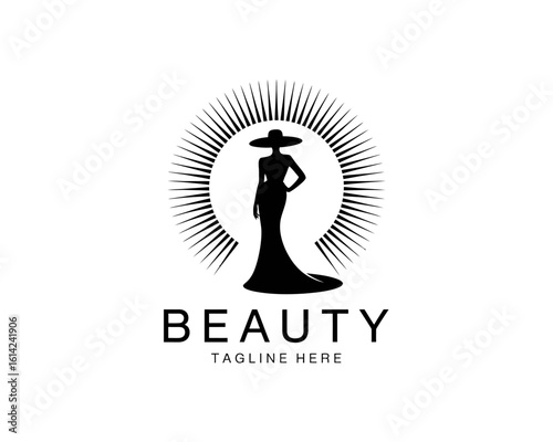 This logo features a stylish silhouette of a woman, exuding elegance and beauty, perfect for fashion or cosmetics brands in need of a chic identity.