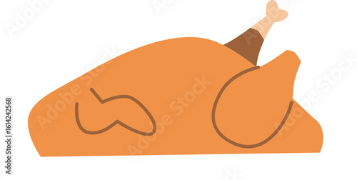 Grilled hen Christmas dish vector illustration