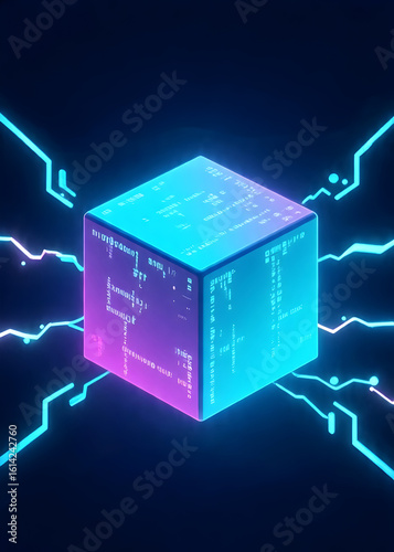 Neon Cube Interface: Data Pulse