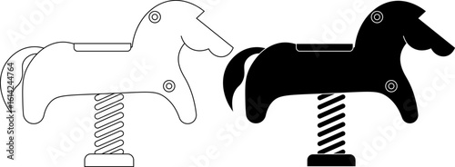 spring rider or spring rocker icon set