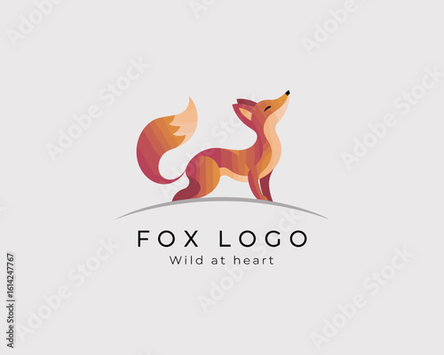 An adorable fox logo with a playful pose, reflecting the spirit of wilderness and freedom, ideal for brands wanting to convey cleverness and adaptability in their message.