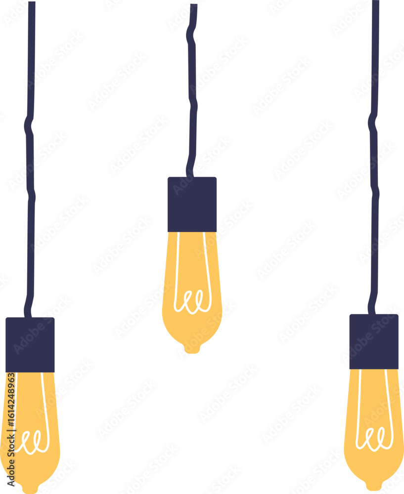 Edison lamp garland decoration vector illustration