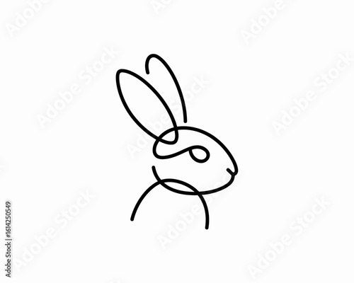 A minimalist line art illustration of a rabbit captures its essence in a simple yet creative manner, emphasizing artistic expression and modern design aesthetics.