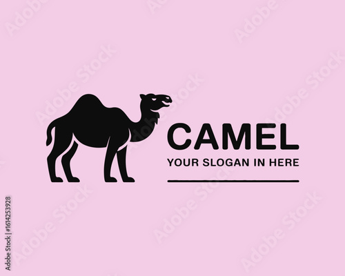 A sleek logo of a camel captures the essence of desert journeys and adventure, featuring a simple yet powerful design suitable for brands looking to emphasize travel.