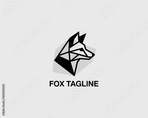 A chic and modern fox logo crafted in a geometric style, perfect for branding projects aiming for elegance and cleverness, echoing the qualities of cunning and agility.