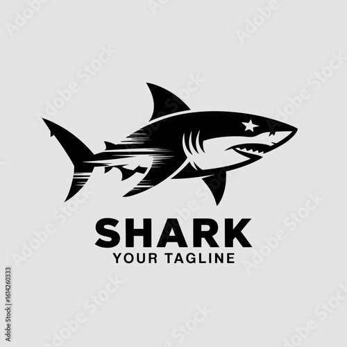 A striking shark graphic, showcasing a powerful and dynamic design that conveys strength and predatory nature, perfect for marine life-themed products.