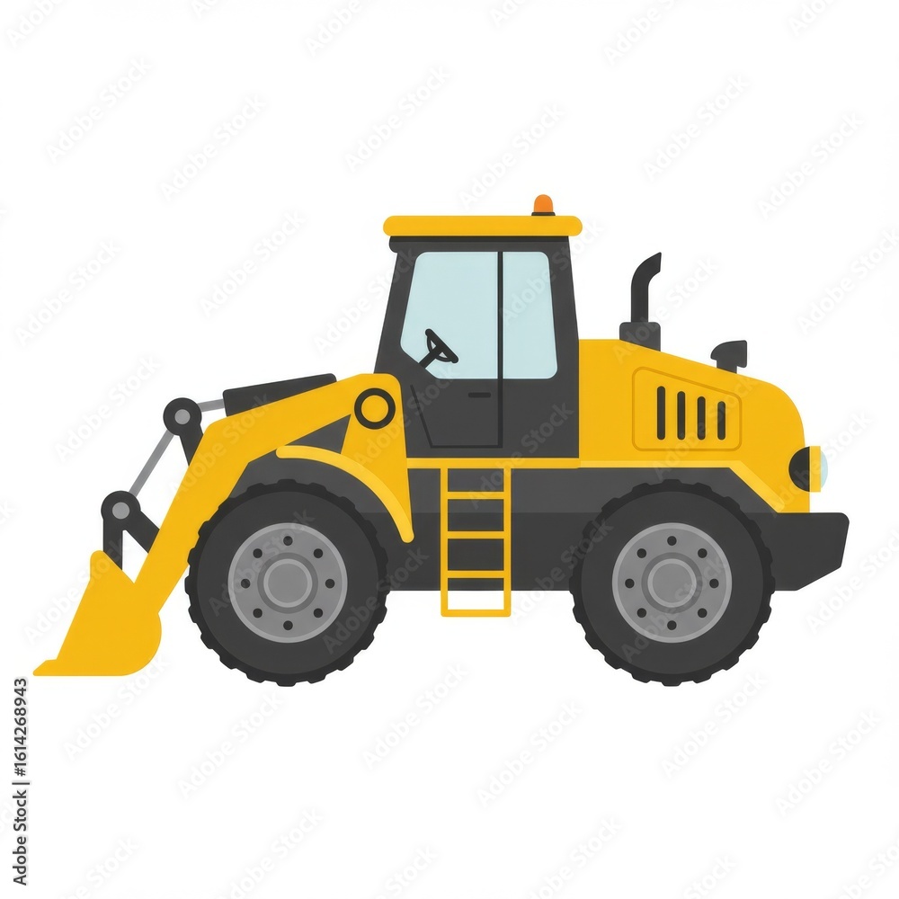 Naklejka premium Yellow and Black Wheel Loader Illustration