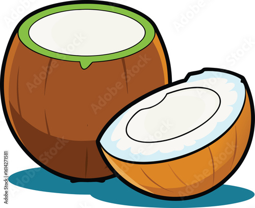 Fresh Coconut Water Beverage Healthy Tropical Drink new 2025 trendy colourful fruit vector illustration