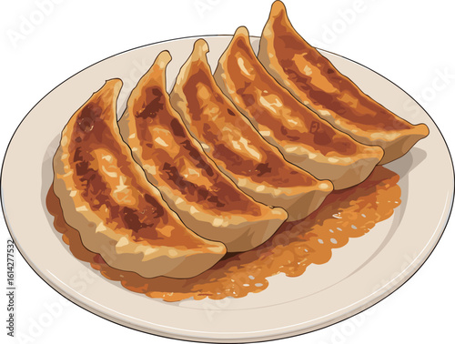 焼き餃子のイラスト