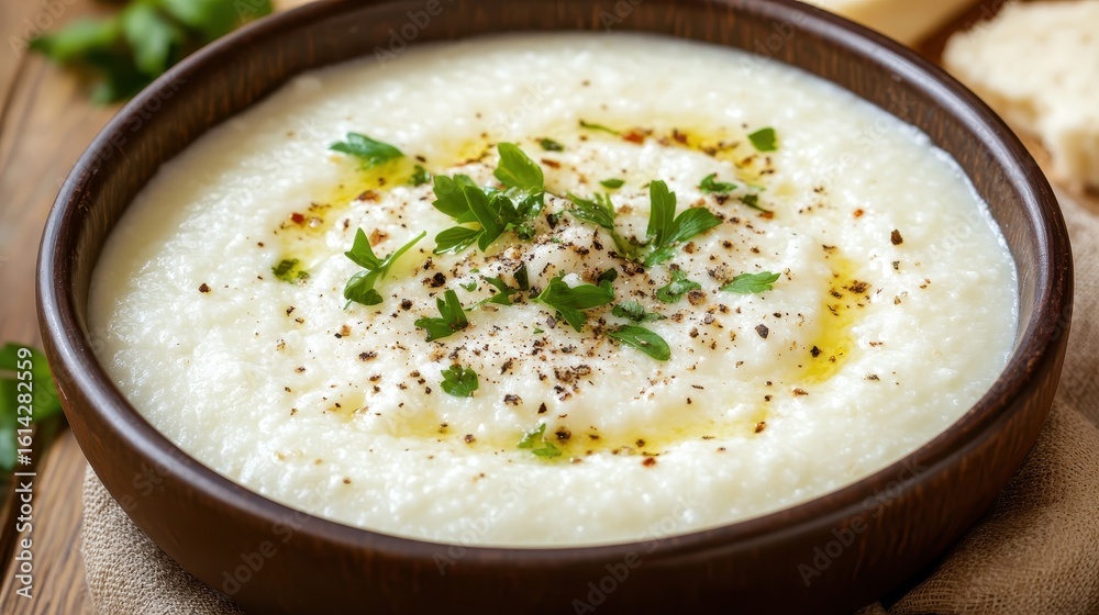 Creamy White Grits with Olive Oil and Fresh Parsley Garnish Creamy White Grits with Olive Oil and Fresh Parsley Garnish