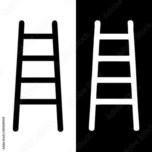 Line Tracing Worksheet - Solid Ladder Shape Black and White Contrast for Kids