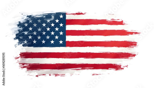 Textured American Flag Brushstroke Design.