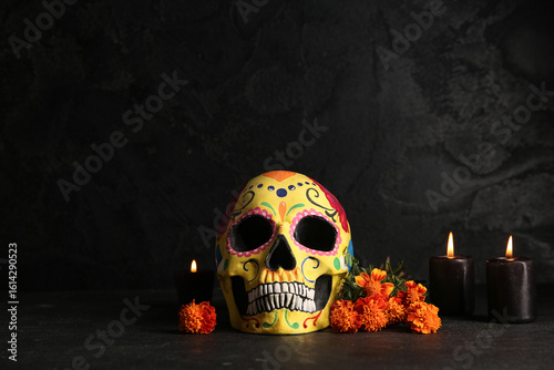 Marigold flowers with candl...