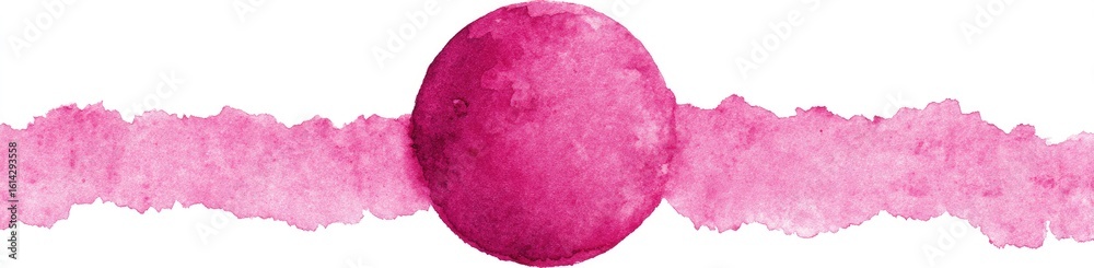 Pink watercolor circle & streak; abstract art; white background; design element Pink watercolor circle & streak; abstract art; white background; design element