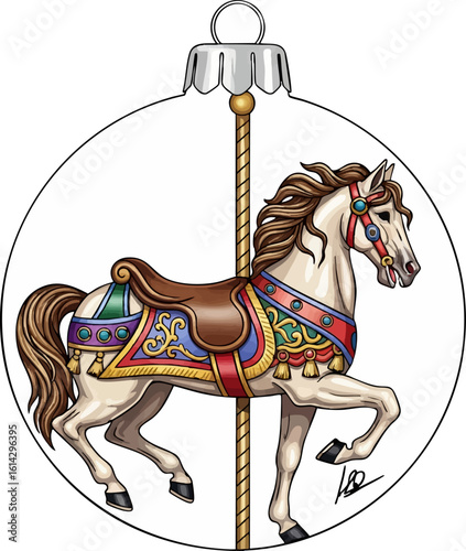 Carousel Horse Painted Ball Ornament