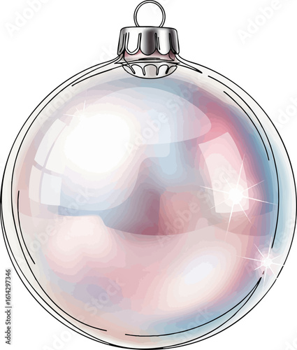 Pearlescent White Glass Ball Ornament