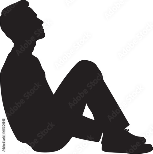 Silhouette man sitting head tilted back black person