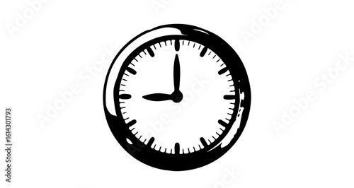 Social network icon illustration of a wall clock showing the time at nine o'clock, time management and punctuality concept vector