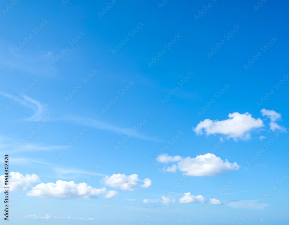 Obraz premium Clear blue sky with scattered white clouds