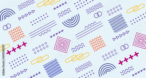 Memphis geometric shapes flat design background