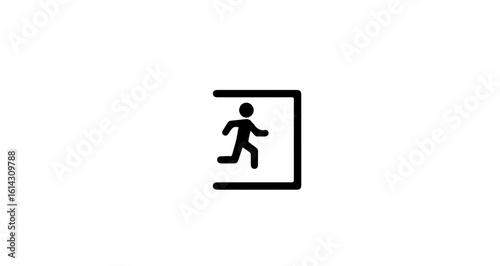 Interface icon find emergency exit door symbol for evacuation route and safety plan in building escape with running man icon vector