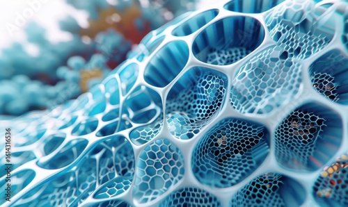 Abstract cellular pattern light blue network geometry science and technology