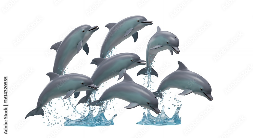 Fototapeta premium Dolphins leaping in water splash
