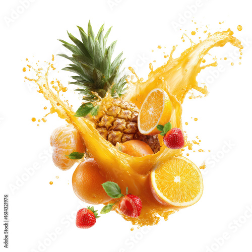 Vibrant fruit explosion in juice