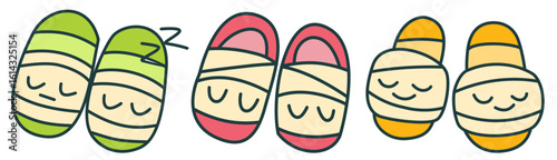 Adorable mini mummies with colorful slippers create cute Halloween scene full of fun and charm