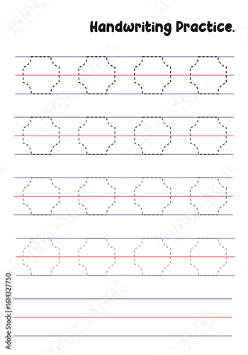 Handwriting Practice Sheets for Kids – Prewriting Tracing Lines, Curves, Patterns, Spirals, Triangles, Square's, zigzag, hexagonal , circles, opals, etc. for Fine Motor Skills Development.