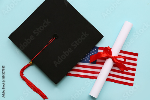 Diploma with red ribbon, US...