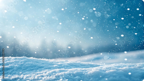 Soft ethereal winter snowfall scene blue sky soft light