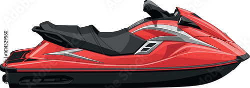 3D Render of a Modern Red Jet Ski
